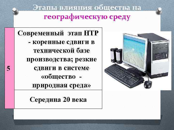 Этапы влияния общества на географическую среду 5 Современный этап НТР - коренные сдвиги в