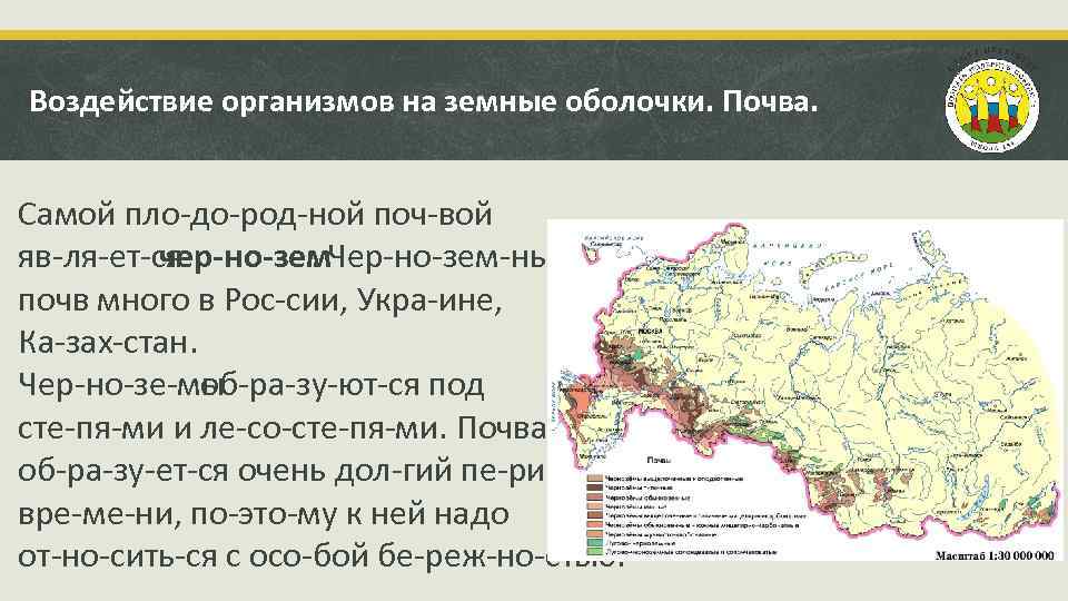 Воздействие организмов на земные оболочки. Почва. Самой пло до род ной поч вой яв