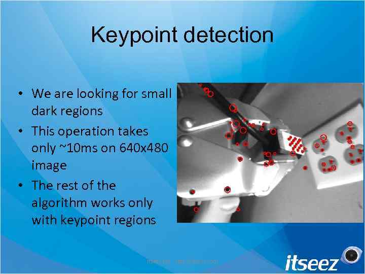 Keypoint detection • We are looking for small dark regions • This operation takes