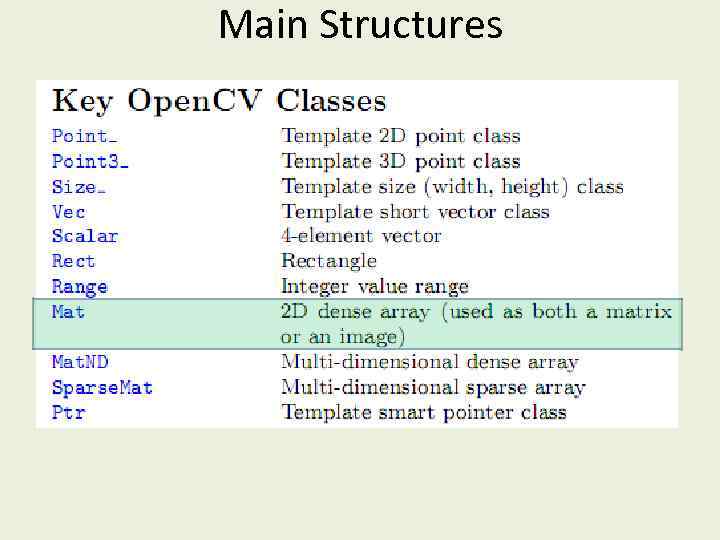 Main Structures 