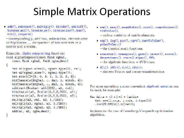 Simple Matrix Operations 