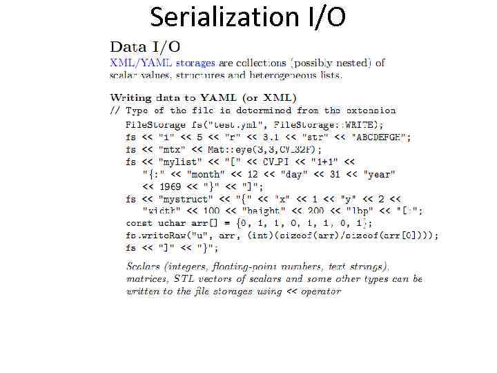 Serialization I/O 