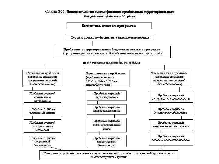 Схема 206. Дополнительная классификация проблемных территориальных бюджетных целевых программ Бюджетные целевые программы Территориальные бюджетные