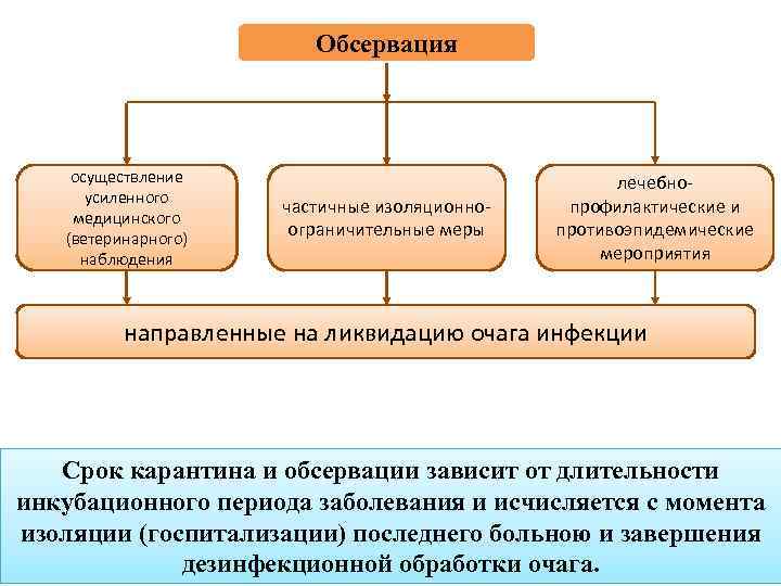 Обсервация осуществление усиленного медицинского (ветеринарного) наблюдения частичные изоляционно ограничительные меры лечебно профилактические и противоэпидемические