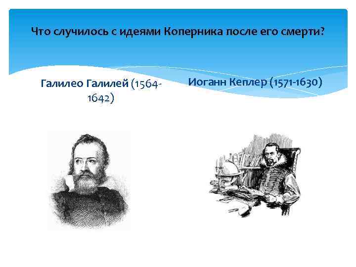 Что случилось с идеями Коперника после его смерти? Галилео Галилей (15641642) Иоганн Кеплер (1571