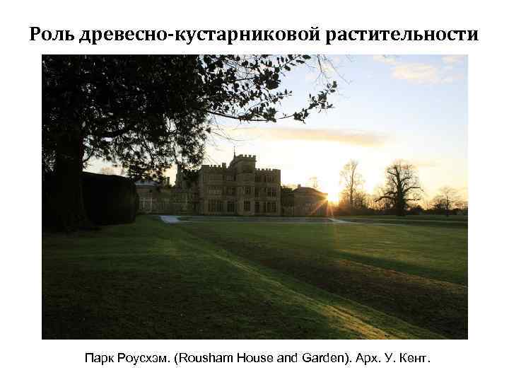Роль древесно-кустарниковой растительности Парк Роусхэм. (Rousham House and Garden). Арх. У. Кент. 