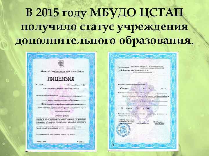 В 2015 году МБУДО ЦСТАП получило статус учреждения дополнительного образования. 