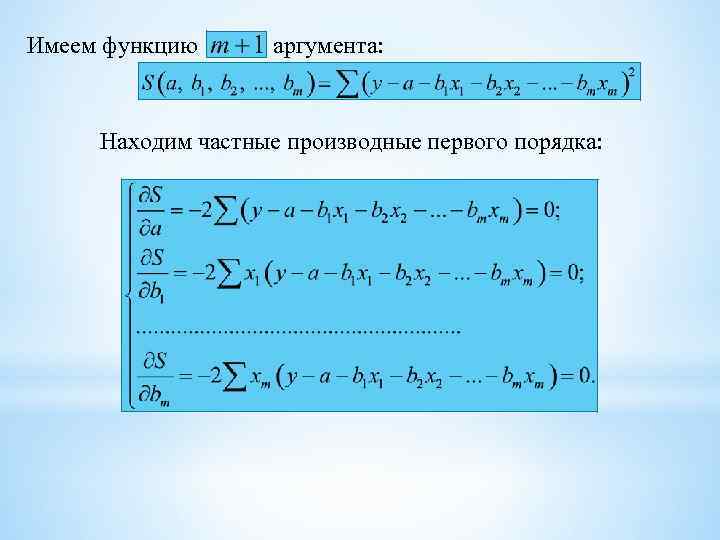 Имеем функцию аргумента: Находим частные производные первого порядка: 