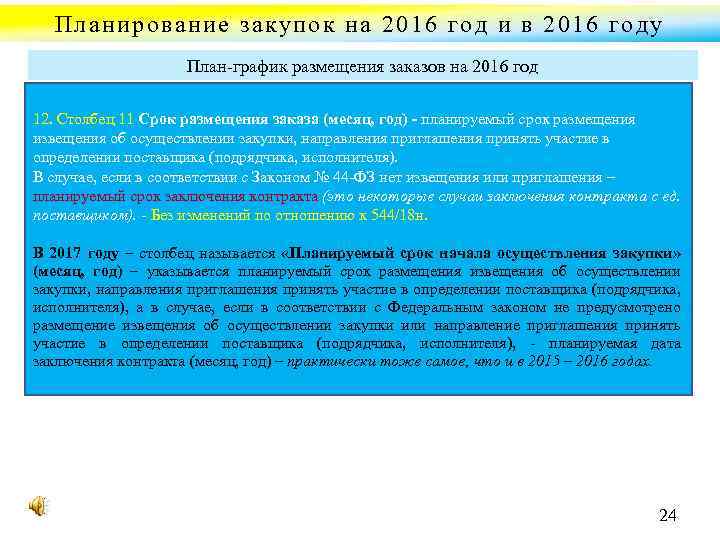 Планирование закупок на 2016 год и в 2016 году План график размещения заказов на