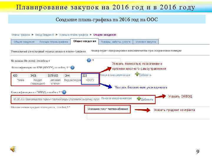 Планирование закупок на 2016 год и в 2016 году Создание плана графика на 2016