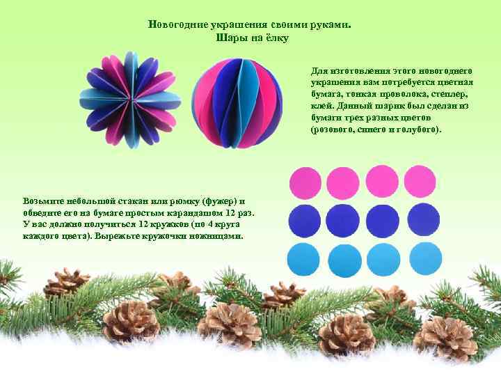 Новогодние украшения своими руками. Шары на ёлку Для изготовления этого новогоднего украшения вам потребуется