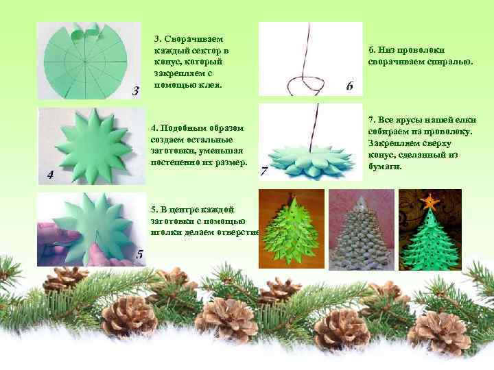 3. Сворачиваем каждый сектор в конус, который закрепляем с помощью клея. 4. Подобным образом