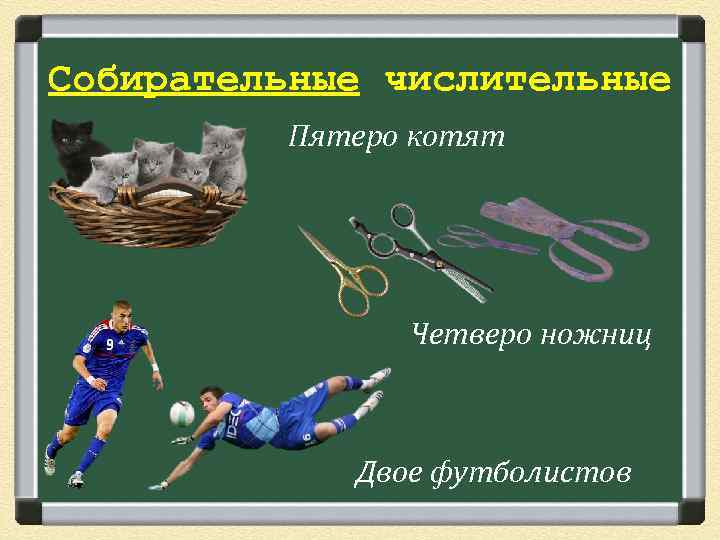 Собирательные числительные Пятеро котят Четверо ножниц Двое футболистов 