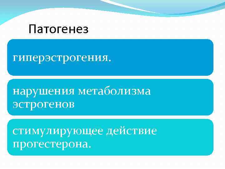 Патогенез гиперэстрогения. нарушения метаболизма эстрогенов стимулирующее действие прогестерона. 