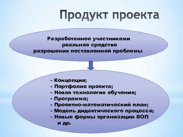 Разработанное участниками реальное средство разрешения поставленной проблемы - Концепция; Портфолио проекта; Новая технология обучения;