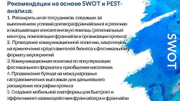 Рекомендации на основе SWOT и PESTанализа: SWOT 1. Расширить штат сотрудников, следящих за выполнением