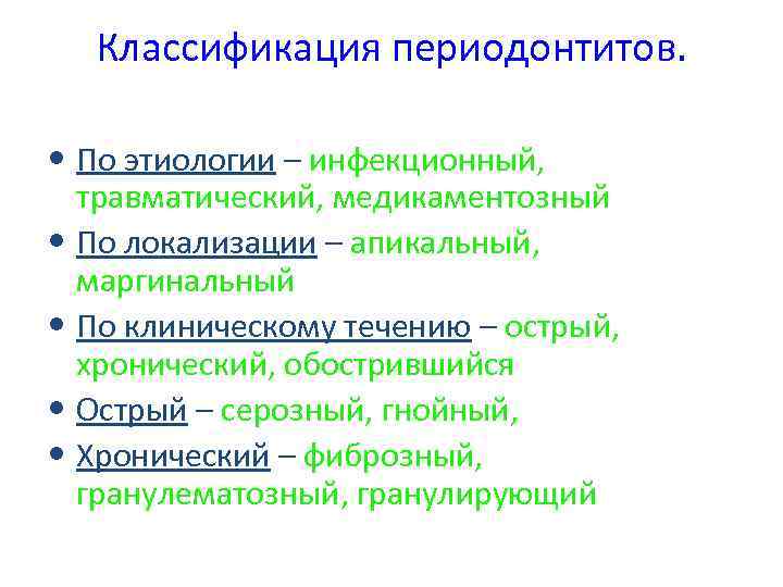 Этиология и патогенез апикального периодонтита презентация