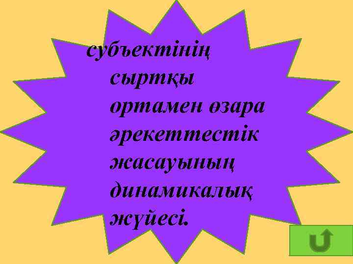 субъектінің сыртқы ортамен өзара әрекеттестік жасауының динамикалық жүйесі. 13 