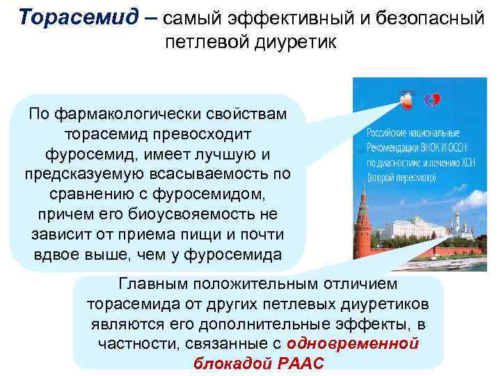 Торасемид – самый эффективный и безопасный петлевой диуретик По фармакологически свойствам торасемид превосходит фуросемид,