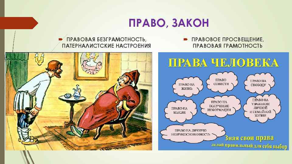 ПРАВО, ЗАКОН ПРАВОВАЯ БЕЗГРАМОТНОСТЬ, ПАТЕРНАЛИСТСКИЕ НАСТРОЕНИЯ ПРАВОВОЕ ПРОСВЕЩЕНИЕ, ПРАВОВАЯ ГРАМОТНОСТЬ 