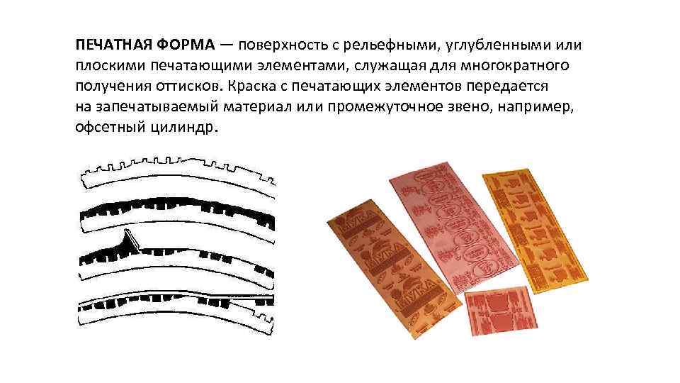 ПЕЧАТНАЯ ФОРМА — поверхность с рельефными, углубленными или плоскими печатающими элементами, служащая для многократного