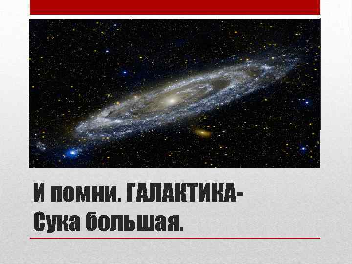 И помни. ГАЛАКТИКАСука большая. 