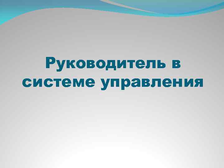 Руководитель в системе управления 