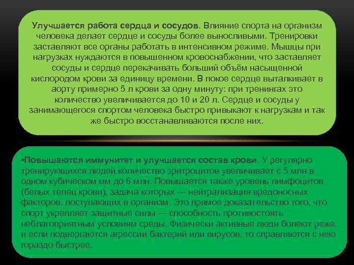 Влияние спорта на организм человека презентация