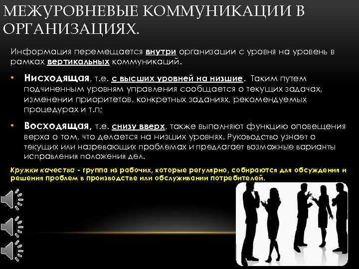 МЕЖУРОВНЕВЫЕ КОММУНИКАЦИИ В ОРГАНИЗАЦИЯХ. Информация перемещается внутри организации с уровня на уровень в рамках
