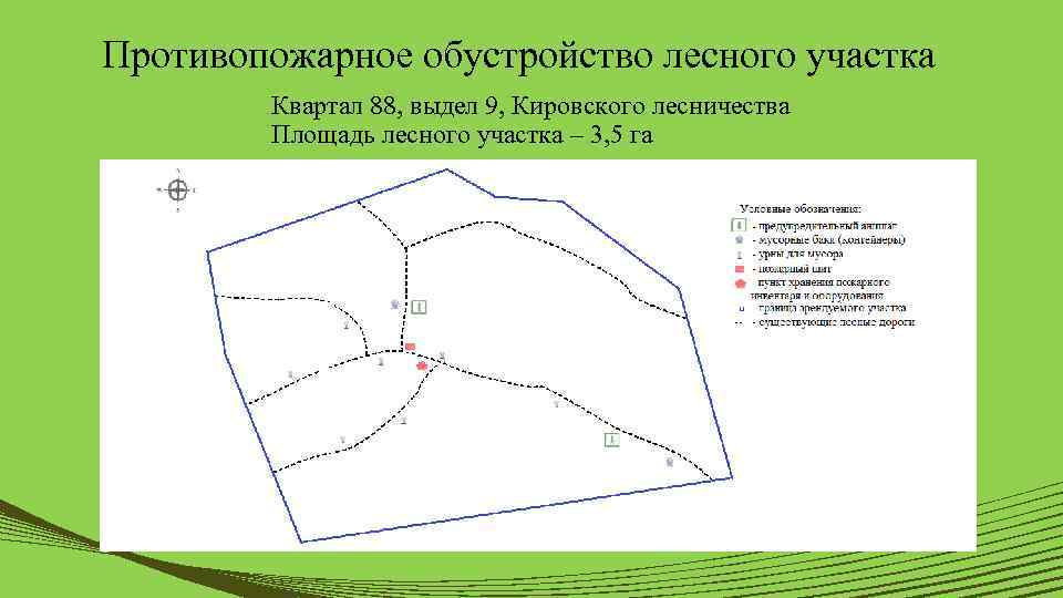 Противопожарное обустройство лесного участка Квартал 88, выдел 9, Кировского лесничества Площадь лесного участка –