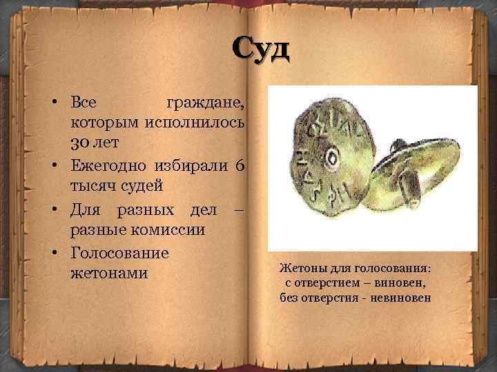 Суд • Все граждане, которым исполнилось 30 лет • Ежегодно избирали 6 тысяч судей