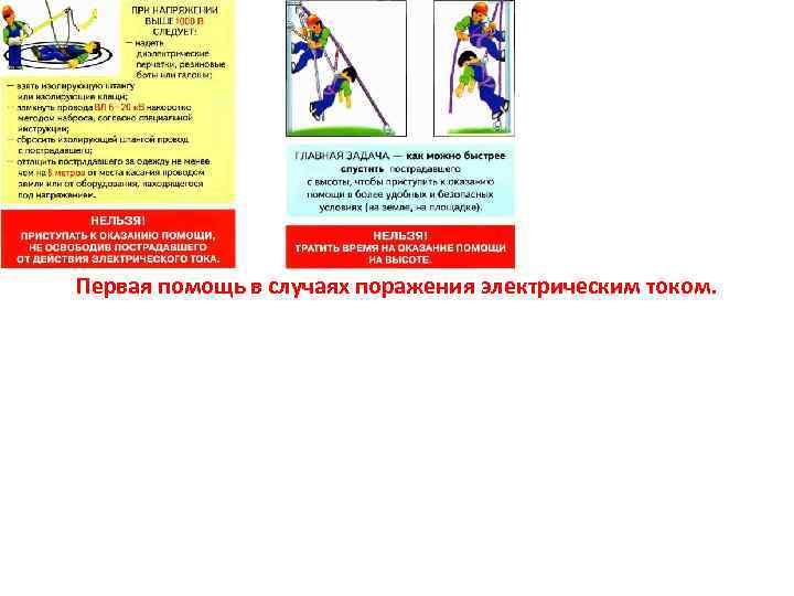 Первая помощь в случаях поражения электрическим током. 