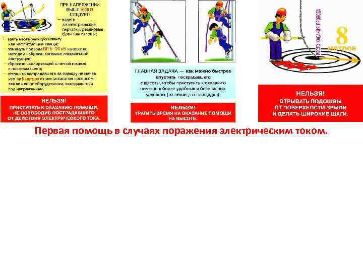 Первая помощь в случаях поражения электрическим током. 