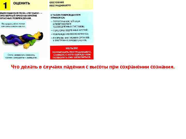 Что делать в случаях падения с высоты при сохранении сознания. 