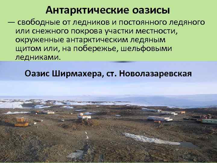 Антарктические оазисы — свободные от ледников и постоянного ледяного или снежного покрова участки местности,