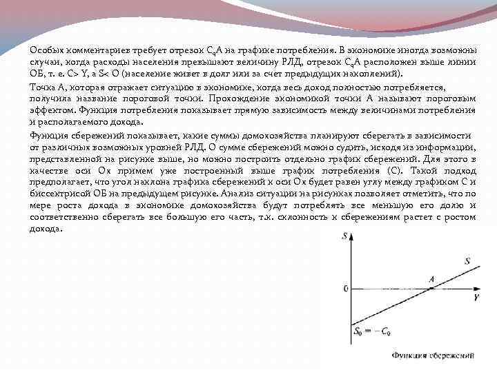 Особых комментариев требует отрезок Cq. A на графике потребления. В экономике иногда возможны случаи,