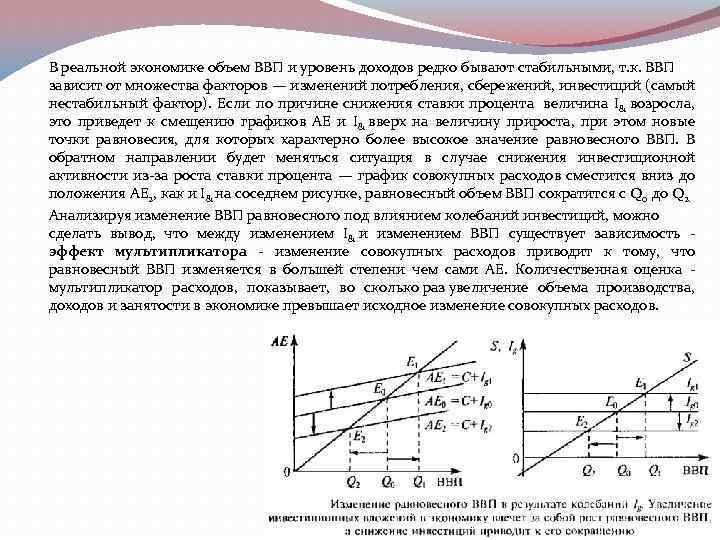 В реальной экономике объем ВВП и уровень доходов редко бывают стабильными, т. к. ВВП