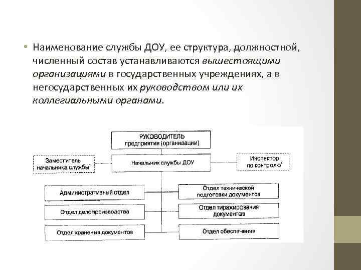  • Наименование службы ДОУ, ее структура, должностной, численный состав устанавливаются вышестоящими организациями в