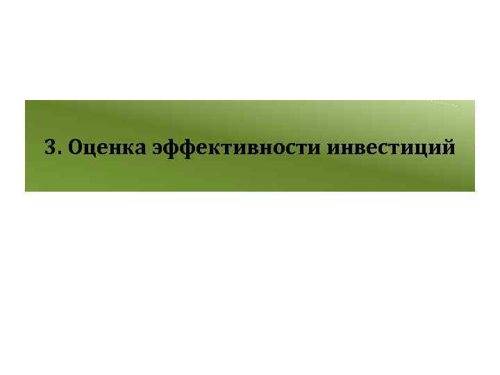 3. Оценка эффективности инвестиций 