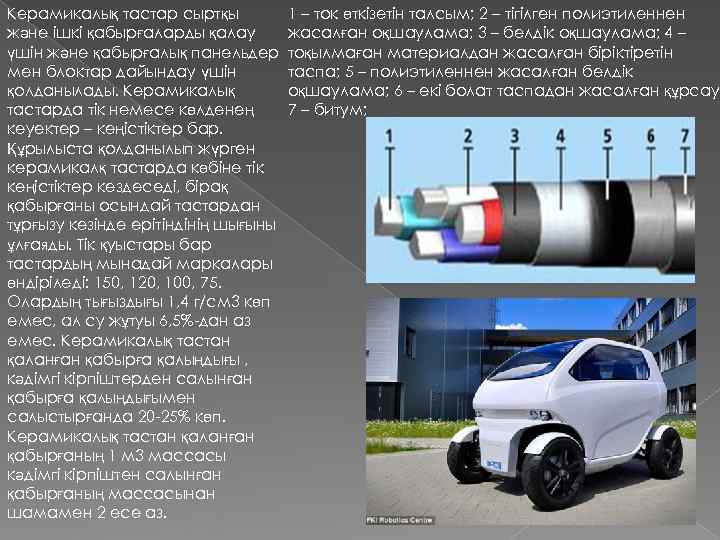Керамикалық тастар сыртқы  1 – ток өткізетін талсым; 2 – тігілген полиэтиленнен және