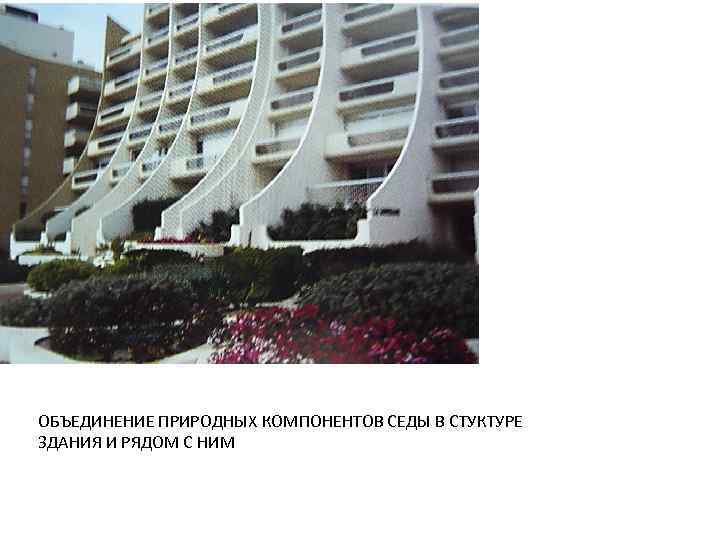 ОБЪЕДИНЕНИЕ ПРИРОДНЫХ КОМПОНЕНТОВ СЕДЫ В СТУКТУРЕ ЗДАНИЯ И РЯДОМ С НИМ 