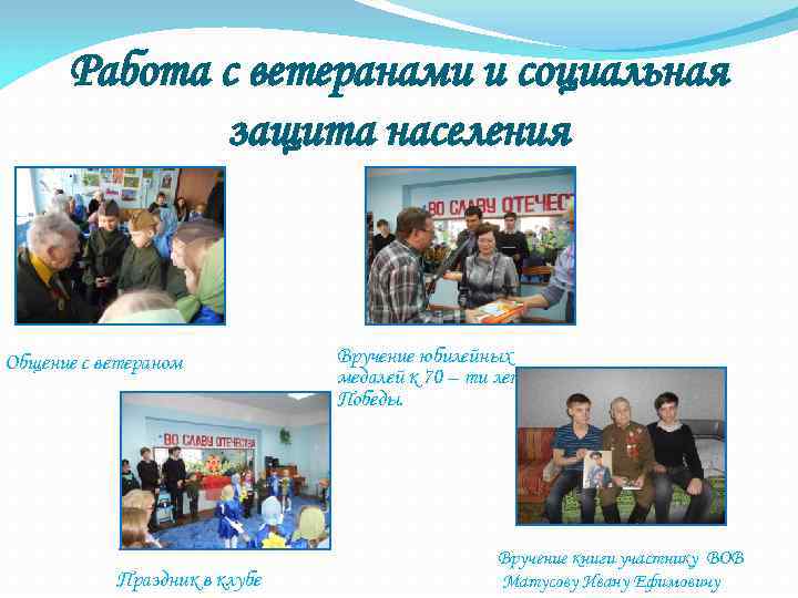  Работа с ветеранами и социальная   защита населения  Общение с ветераном
