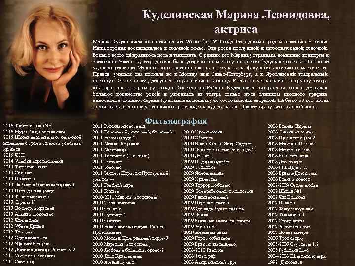      Куделинская Марина Леонидовна,      