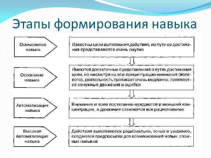 Этапы формирования навыка Этапы формирования навыка