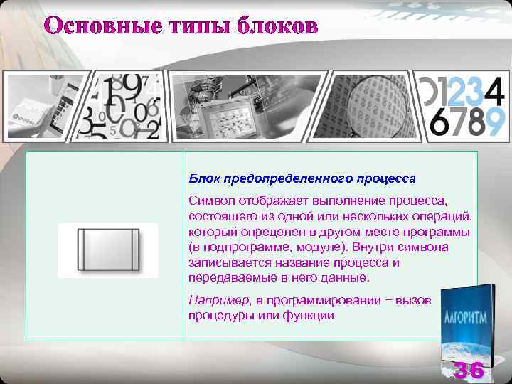 Блок предопределенного процесса Символ отображает выполнение процесса, состоящего из одной или нескольких операций, который