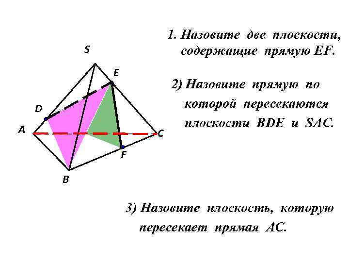 1. Назовите две плоскости, S 1. Назовите две плоскости, S
