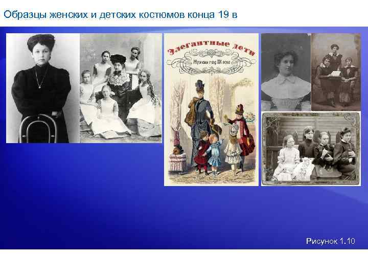 Образцы женских и детских костюмов конца 19 в     Рисунок 1.