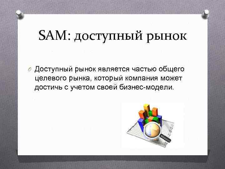  SAM: доступный рынок O Доступный рынок является частью общего  целевого рынка, который