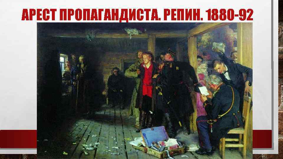 АРЕСТ ПРОПАГАНДИСТА. РЕПИН. 1880 -92 
