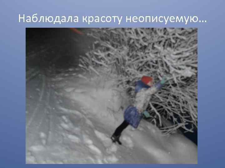 Наблюдала красоту неописуемую… 